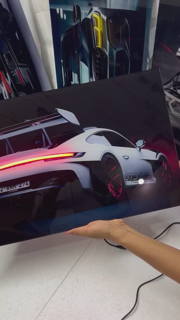 Porsche - Neon LED Car Poster