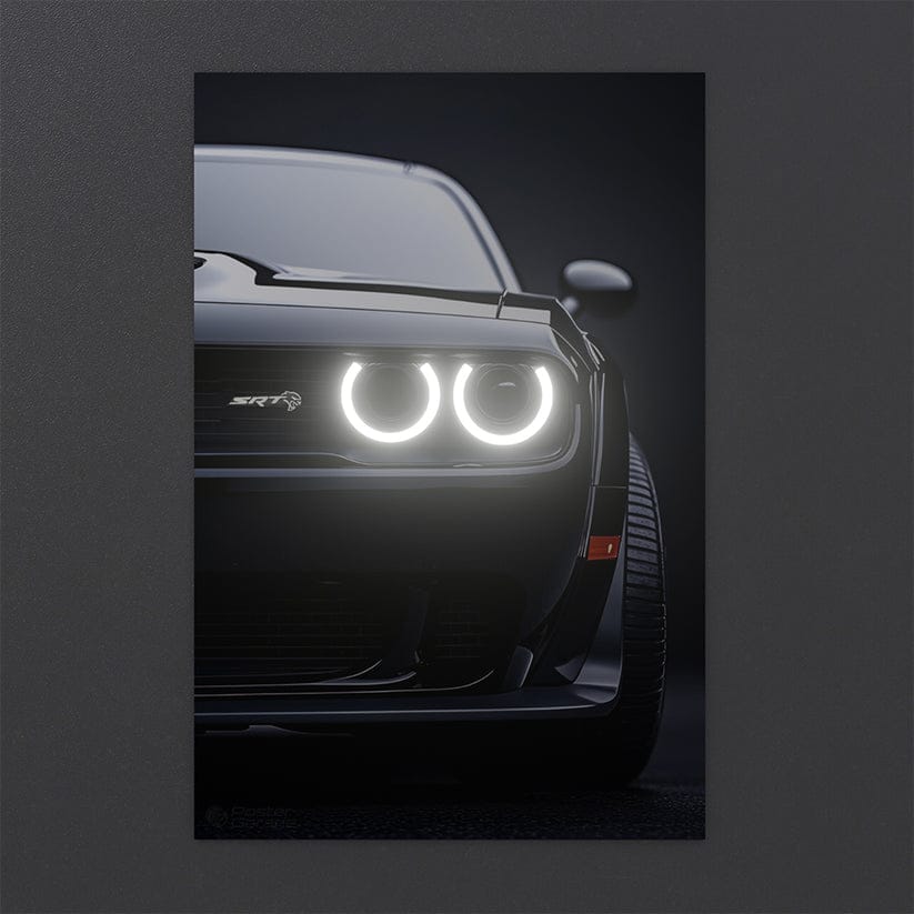 Dodge Challenger SRT Hellcat - Neon LED Car Poster