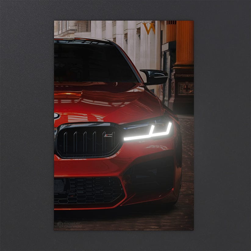 BMW M5 Red - Neon LED Car Poster
