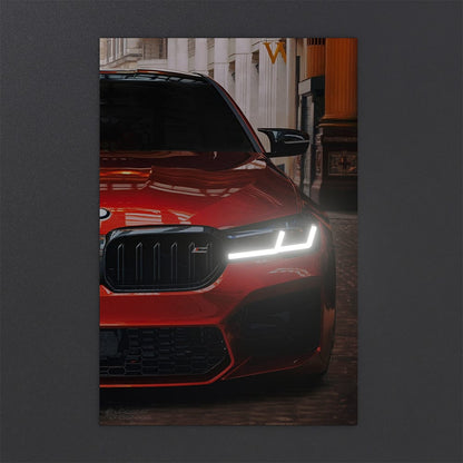 BMW M5 Red - Neon LED Car Poster