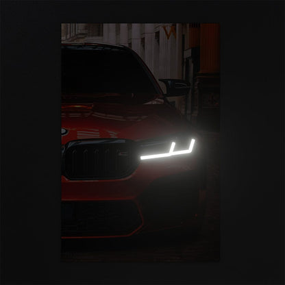BMW M5 Red - Neon LED Car Poster