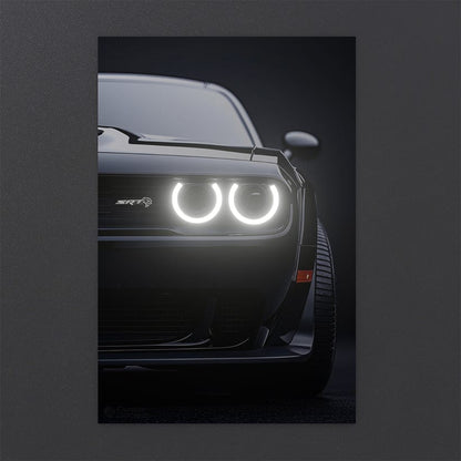 Dodge Challenger SRT Hellcat - Neon LED Car Poster