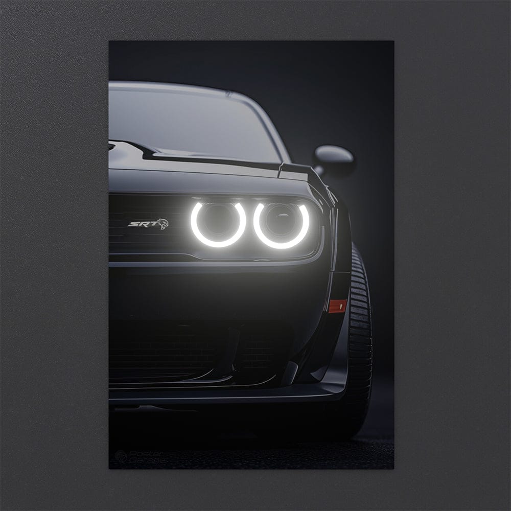 Dodge Challenger SRT Hellcat - Neon LED Car Poster