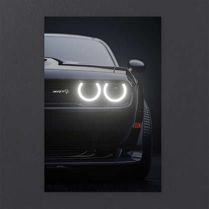 Dodge Challenger SRT Hellcat - Neon LED Car Poster