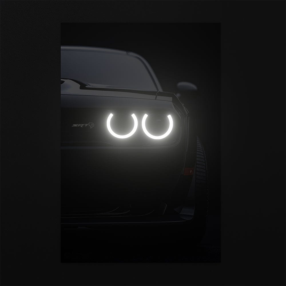 Dodge Challenger SRT Hellcat - Neon LED Car Poster