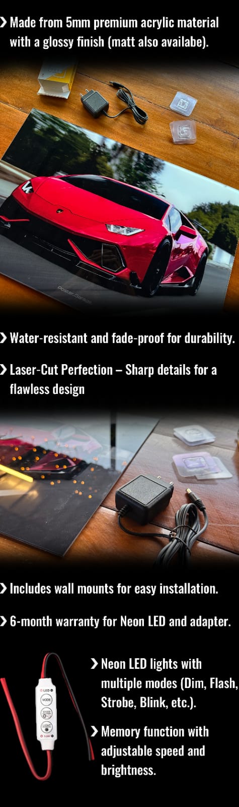 Defender - Neon LED Car Poster