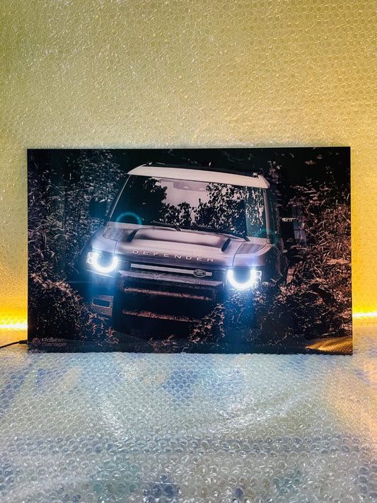 Defender - Neon LED Car Poster