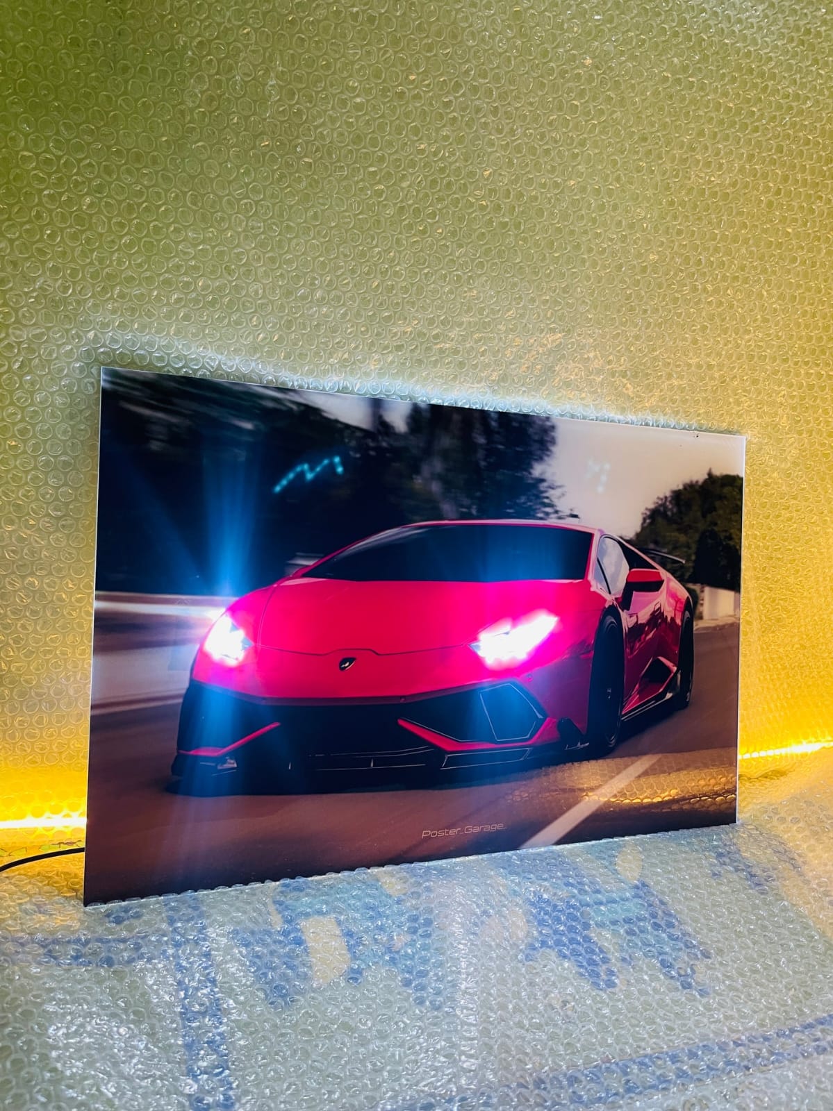Lamborghini Red - Neon LED Car Poster