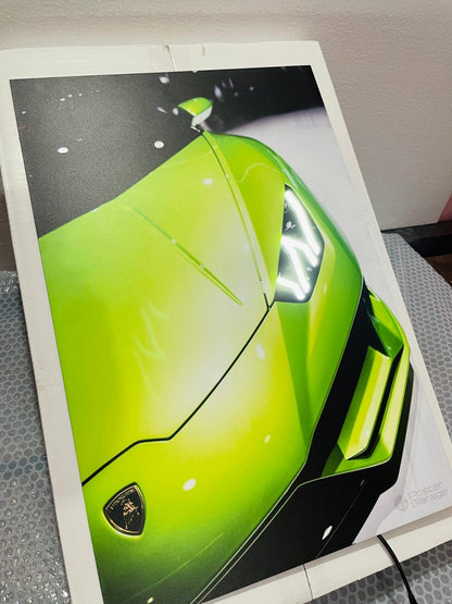 Lamborghini Green - Neon LED Car Poster (Matte Finish)