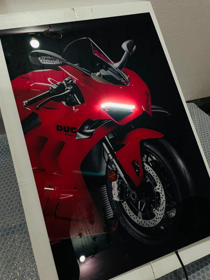 Ducati Panigale V4 - Neon LED Bike Poster