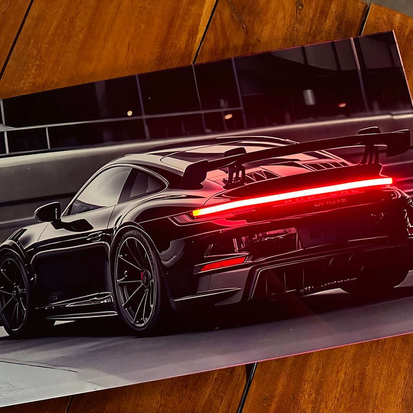 Porsche Black - Neon LED Car Poster