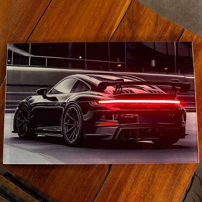 Porsche Black - Neon LED Car Poster