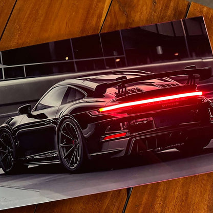 Porsche Black - Neon LED Car Poster