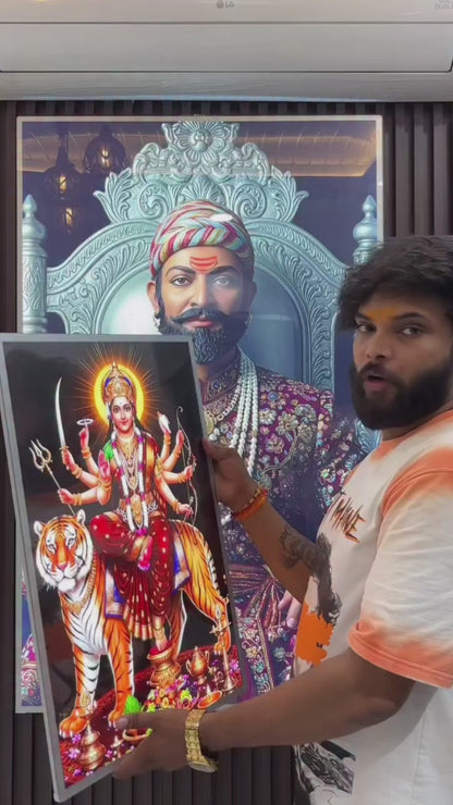 Durga Mata  Premium Acrylic Glow Light Frame