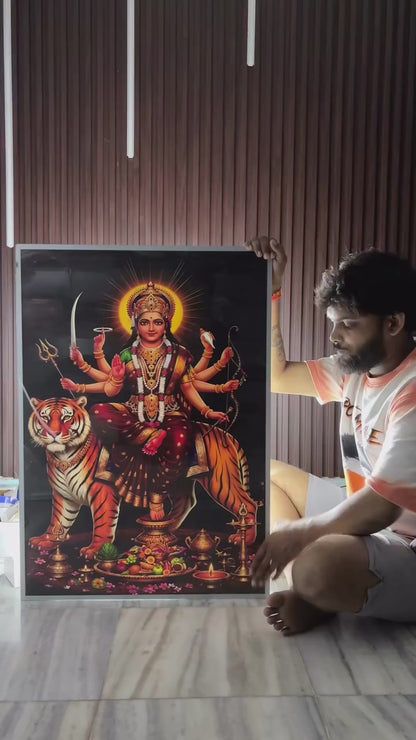 Durga Mata  Premium Acrylic Glow Light Frame